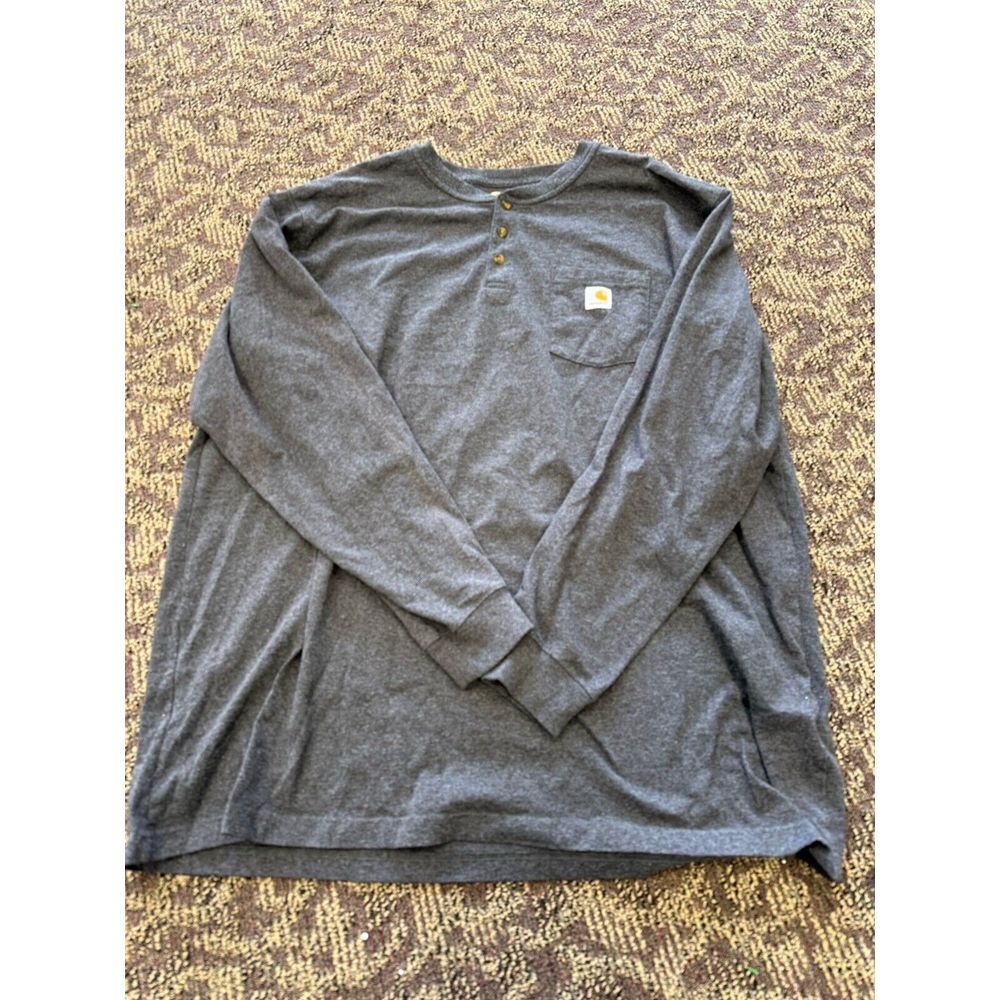 Carhartt‎ Original Fit Long Sleeve Pocket Henley T-Shirt Mens 3XL Gray